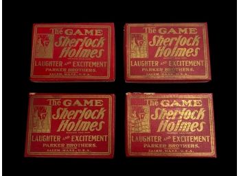 Four Antique Sherlock Holmes Card Game By Parker Brothers Boxes Only Salem Mass