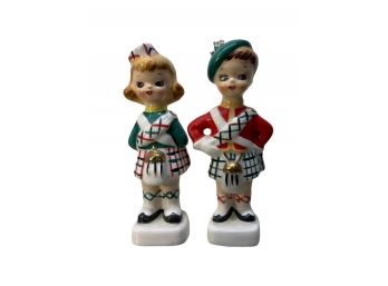 1950s Porcelain Salt And Pepper Shakers Scottish Girl And Boy