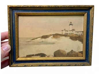 Small Framed Colorized Photo Of Eastern Point Lighthouse Gloucester