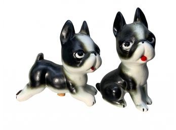 Vintage Porcelain French Bulldog Salt And Pepper Shakers