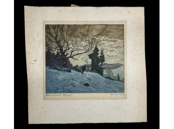 Nicholas Hornyansky (1896-1965) Colored Etching Titled Homeward Trail Pencil Signed