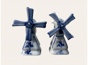 Vintage Porcelain Windmill Salt And Pepper Shakers