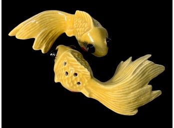 Vintage Porcelain MIJ Gold Fish Salt And Pepper Shakers