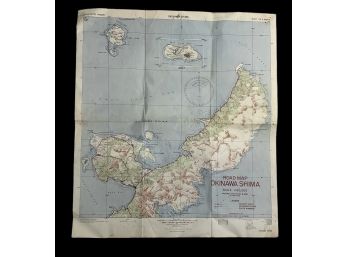 Vintage 1945 WWII Map Of Okinawa Shima Japan