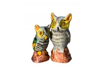 Vintage Or Antique Porcelain Owl Salt And Pepper Shakers