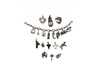 Sterling Charm Bracelet And Sterling Charms