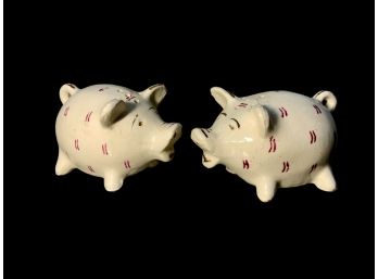 Vintage Porcelain Piggy Salt And Pepper Shakers