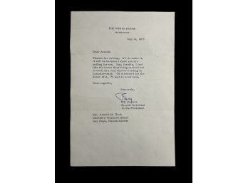 Bill Moyers Special Assistant Autograph Letter From The White House 1965 LBJ Presidency Lyndon B Johnson