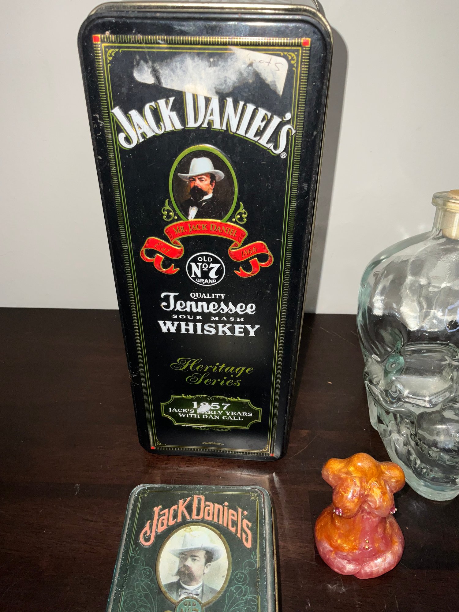 Jack Daniels Tins, Cards, Crystal Head Vodka Skull Bottle And A Nude Candle  Bust #12234 | Auctionninja.com