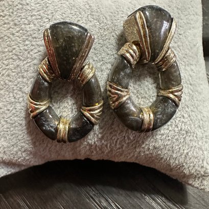 Gorgeous Stone And Silver Vintage Earrings