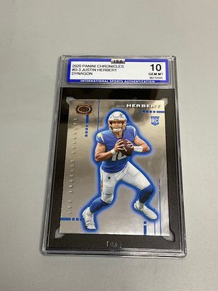 Justin Herbert 2020 Chronicles Dynagon ISA 10 Graded Rookie Card