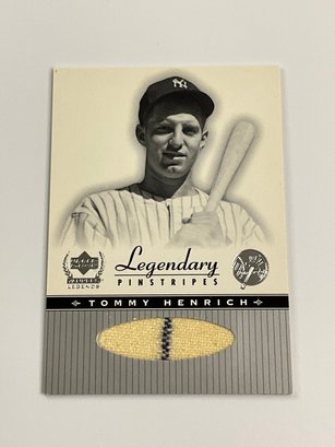 Tommy Henric 2000 Upper Deck Legendary Pinstripes Game Used Jersey Cards