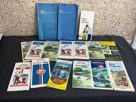 Group Of Vintage Road Maps Gulf, BP, Sunoco