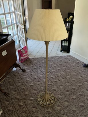 Metal Floor Lamp With Floral Decor