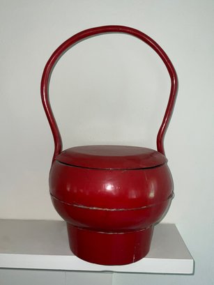 Vintage Chinese Red Lacquer Wedding Basket