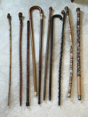 Nice Group Of Walking Sticks Some Hand Carved