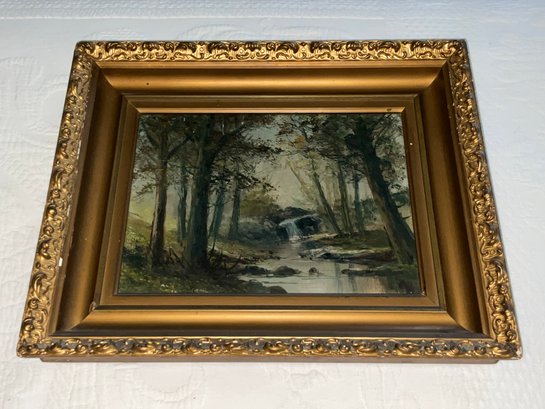 Vintage Framed Waterfall Landscape Oil Painting