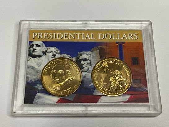 2 George Washington Uncirculated Presidential Dollars Coins