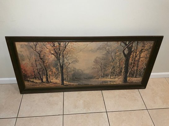 Large Framed Autumn Landscape Scene