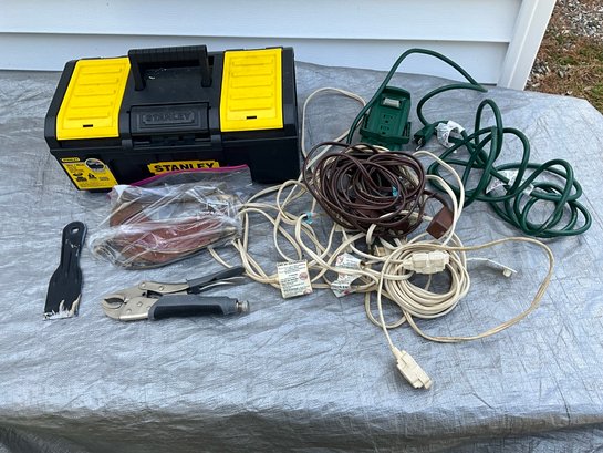 Plastic Tool Box, Cords And More