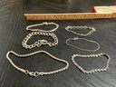 Lot Of 6 Silver Tone Chain Bracelets