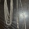 Lot Of Silver Tone Multi-statement Long Necklaces