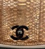 Chanel Python Flap Shoulder Bag Beige Snakeskin Leather And Canvas With CC And Dustcover