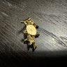 Vintage Mother Of Pearl Gold Tone Cuckoo Clock Pin