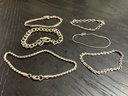Lot Of 6 Silver Tone Chain Bracelets