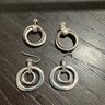 Lot Of 2 Pairs Of Silver Tone Dangle Earrings