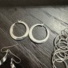 Lot Of 4 Pairs Of Silver Tone Earrings