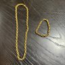 Gold Tone Chain Necklace And Bracelet Set
