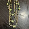 Vintage Vendome Multi-Strand Gold Tone With Green Beads