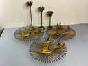 Brass And Mixed Metal Candle Holders And Bird Wall Decor
