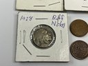 3 Steel Cents, Buffalo Nickel And 7 Wheat Pennies