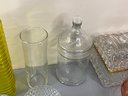 Glassware Lot With Pink And Yellow