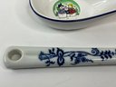 Blue Danube Serving Spoon And A Holiday Stoneware Spoon Rest