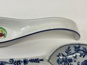 Blue Danube Serving Spoon And A Holiday Stoneware Spoon Rest