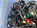 Tote Full Of Electrical Cords, Power Cords, Power Strips And More