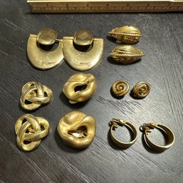Lot Of 6 Gold Tone Clip On Earrings