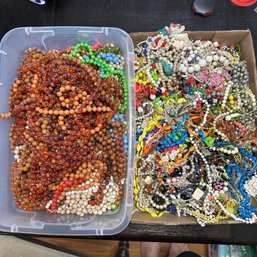 Large Box Lot Of Assorted Jewelry And Beads