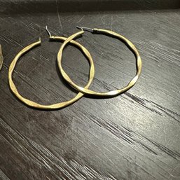 Lot Of 2 Pairs Of Gold Tone Hoops