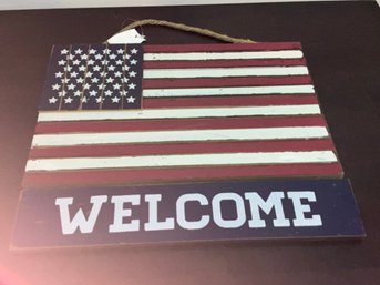 American Flag Welcome Sign