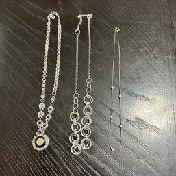 Lot Of 3 Silver Tone Necklaces