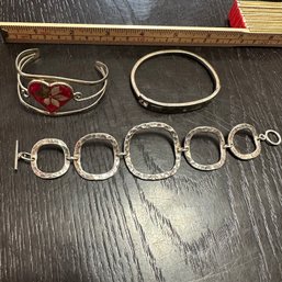 Set Of 3 Mexico Silver Bracelets