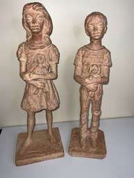 Terracotta Sculptures Signed Leonard Artworks 1971