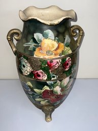 Vintage Hand Painted Ruffled Top Vase