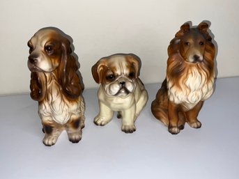 Vintage Group Of 3 Dogs Marked Japan