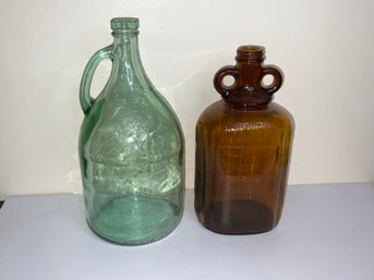 2 Vintage Glass Alcohol Bottles