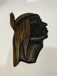 Wood Carved Head Of A Tribal Male